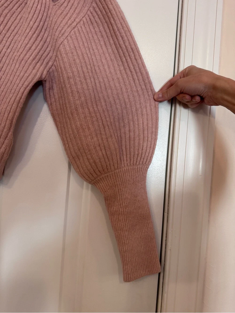 Express Blush Pink Ribbed V-Neck Button Cardigan